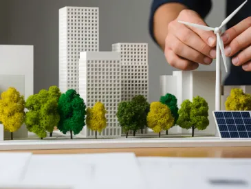 Image d'illustration d'un architecte élaborant une maquette de ville écoresponsable