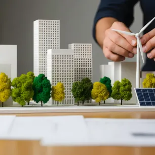 Image d'illustration d'un architecte élaborant une maquette de ville écoresponsable